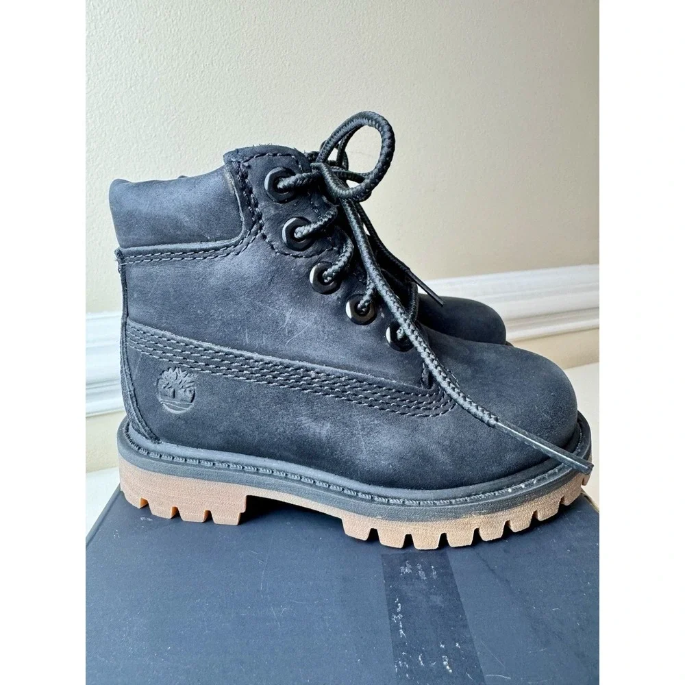 Timberland Premium 6 Inch Waterproof Boot Black Nubuck Toddler Size 6 0A62WQ 001